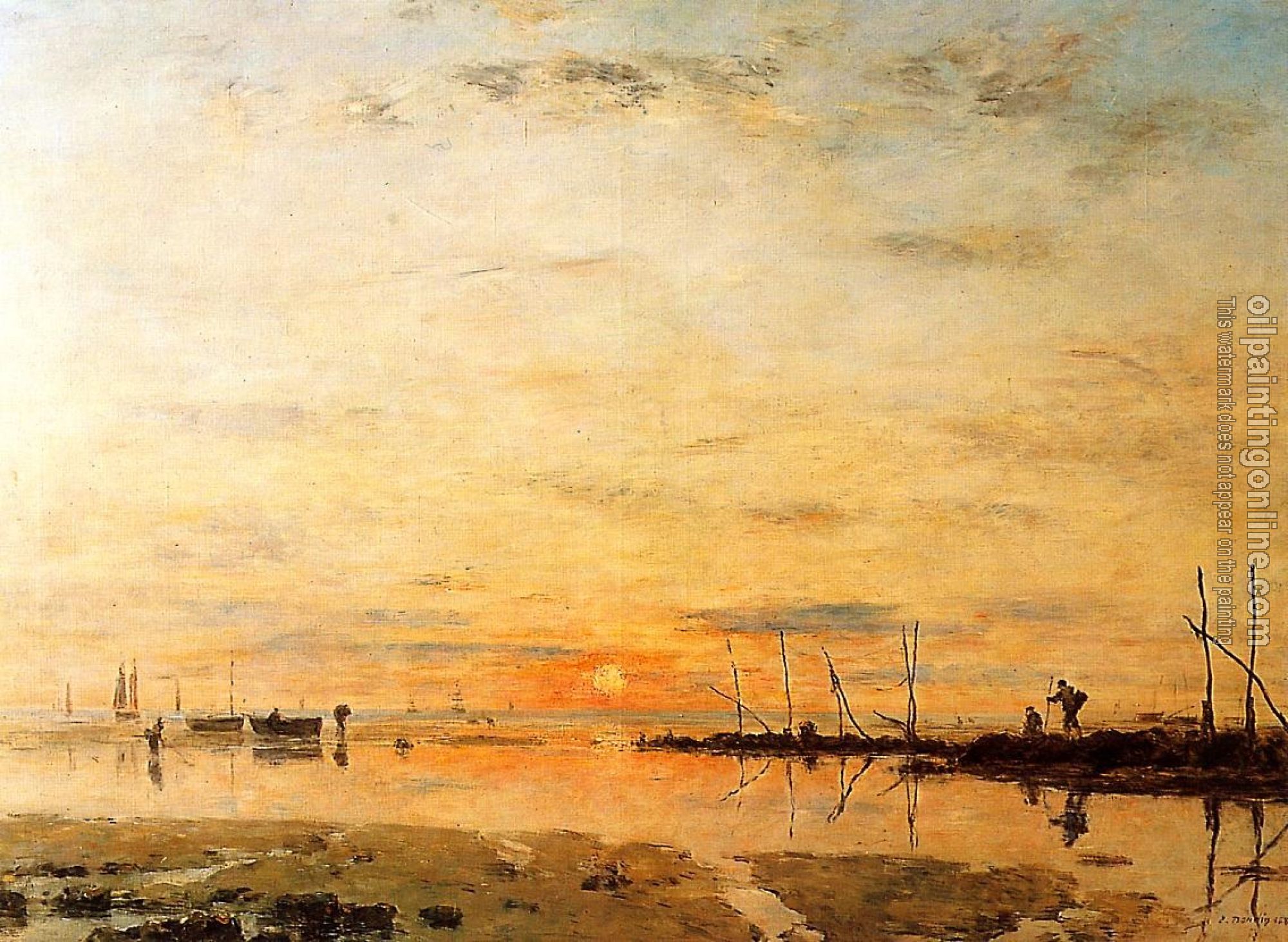 Boudin, Eugene - Le Havre, Sunset at Low Tide